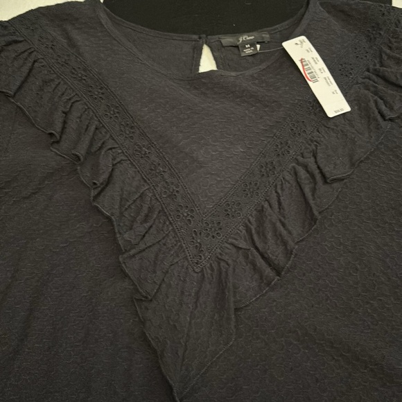 J crew women M long sleeve tee with ruffle NWT - Picture 3 of 5